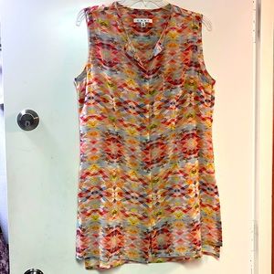 CABI SHEER WATERCOLOR TUNIC SZ MEDIUM